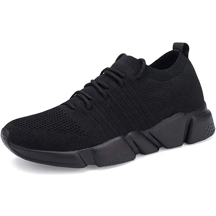 China New Fashion Style Women Lace-up Sneakers Knitted Fabric Lightweight Casual Shoes for Men