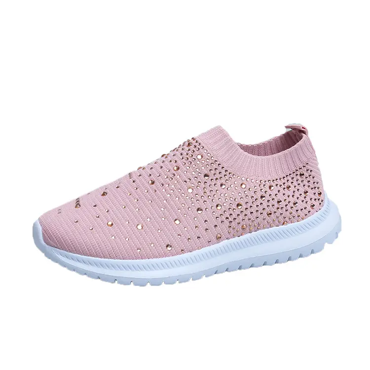 Jian Er Factory OEM ODM Low Price Fashion Vamp Point Drill Zapatos Sneaker Women Casual Sport Shoes