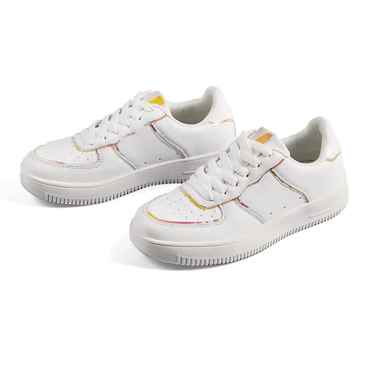 China Manufacturer Footwear Simple Styles Flat White Leather Men Women Casual Shoes